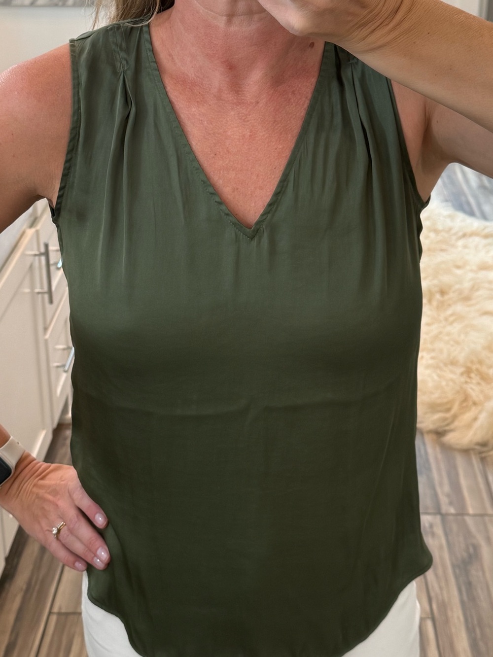 Banana Republic Olive V-Neck Sleeveless Camisole